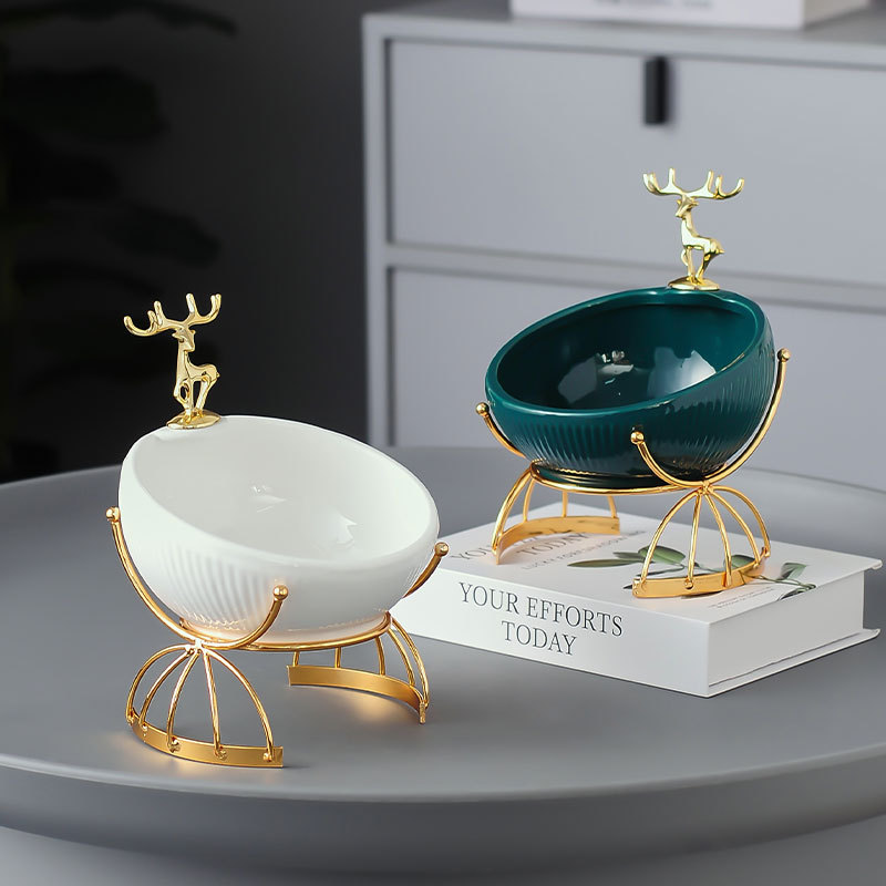 放钥匙收纳客厅玄关简约现代装饰品入户门口托盘陶瓷客厅摆件