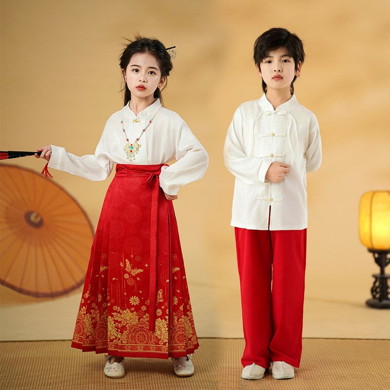 六一儿童合唱演出服中国风马面裙啦啦队表演服套装男女童国学班服
