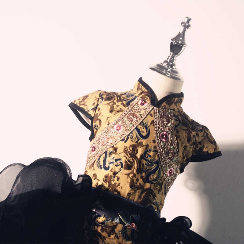 女童旗袍礼服新中式儿童服装国风小旗袍女童秋冬女童新中式连衣裙