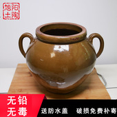 土陶复古盐罐油罐陶瓷传统复古粗陶厨房带盖家用耐高温大储物罐器