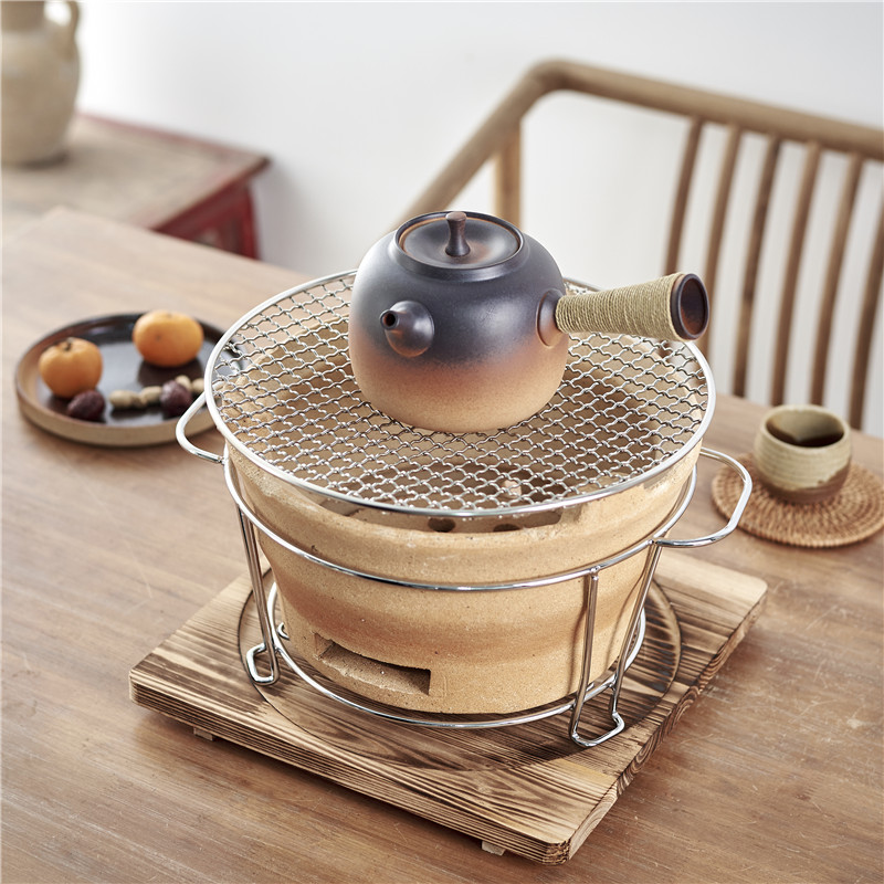 围炉煮茶户外室内陶瓷功夫提梁烧水壶煮茶器大容量粗陶炭火炉套装