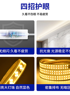 无频闪灯带led三色变色家用客厅吊顶变光超亮护眼灯带条灯条220v