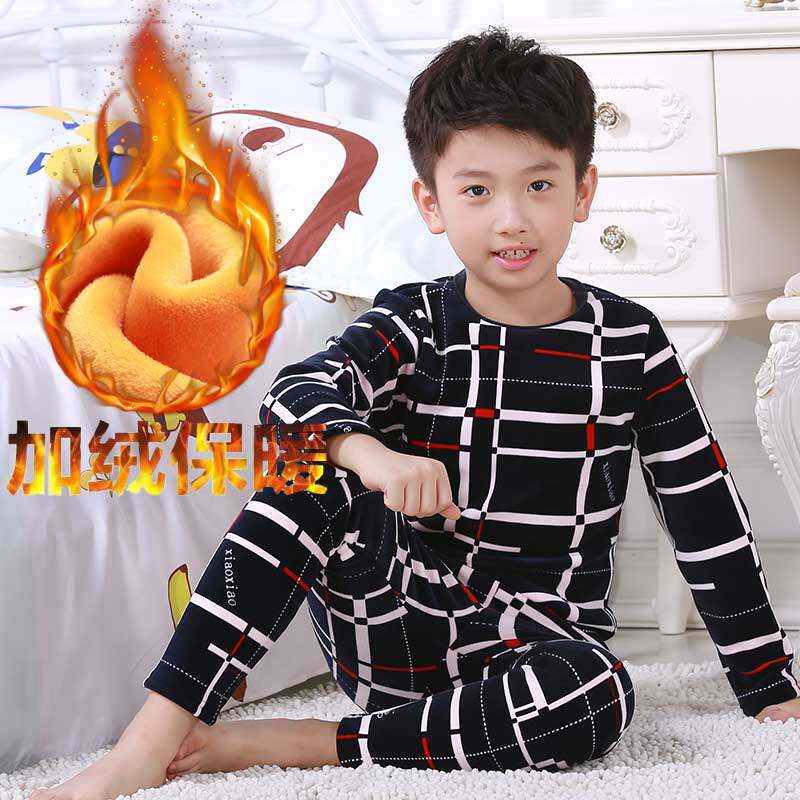 男童保暖内衣套装加绒加厚中大童小孩睡衣秋衣秋裤宝宝保暖衣冬季
