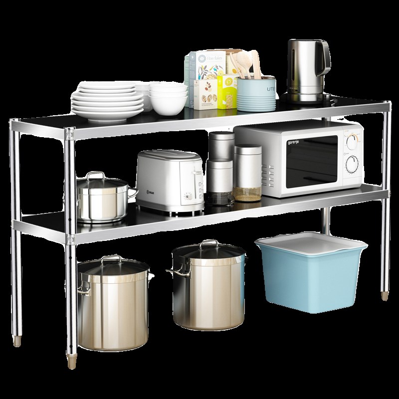 长60宽40高80两二层厨房家用不锈钢落地置物架锅收纳微波炉储物柜