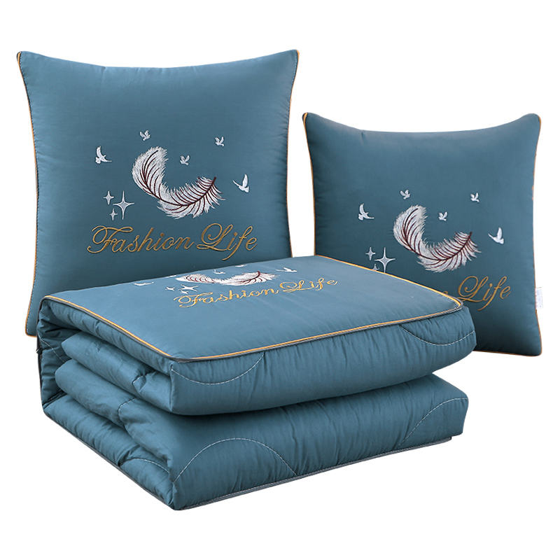 简约纯棉两用抱枕被高档二合一汽车靠垫办公室午睡枕头折叠空调被