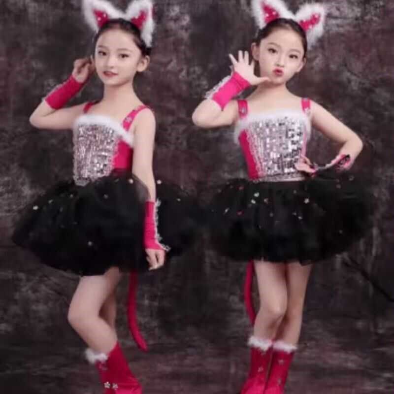 儿童演出服爱跳舞的小怪兽表演服学猫叫蓬蓬裙幼儿园猫咪动物服装