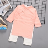 婴儿汉服中国风传统服装 抓周服拍照百天周岁礼服新 连体衣宝宝唐装