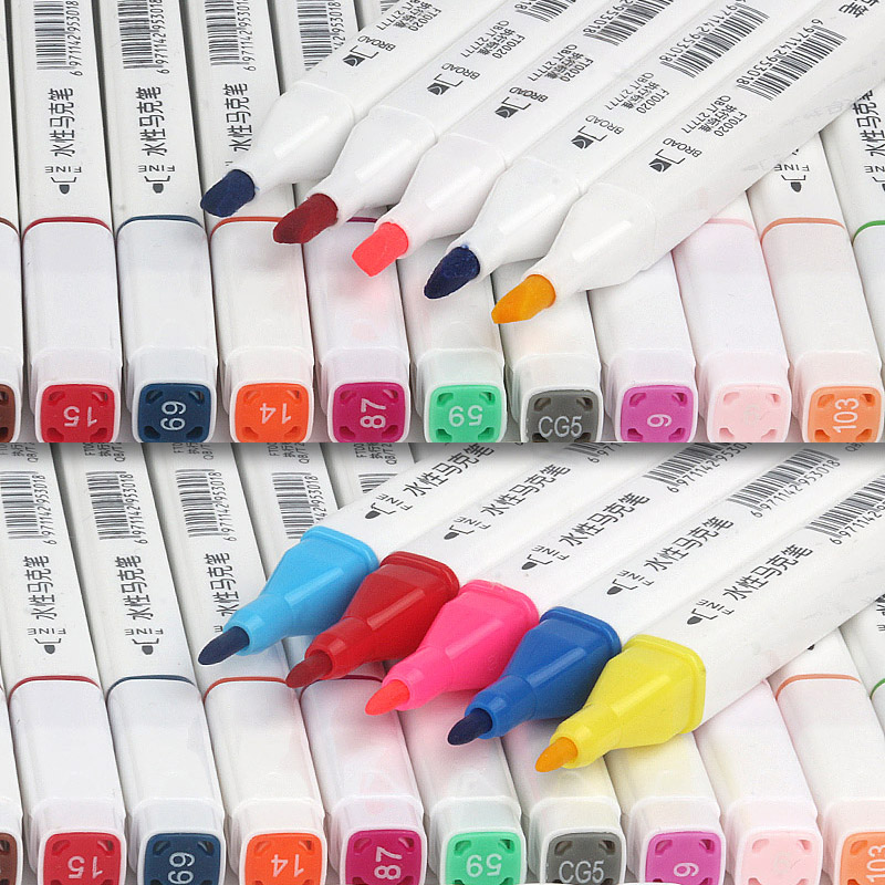 马克笔彩色水性24色36色48色可水洗双头儿童画画绘画笔麦克笔套装