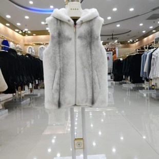十字貂大衣马甲短款 冬季 貂皮皮草连帽 水貂皮皮衣男男士 潮外套修身