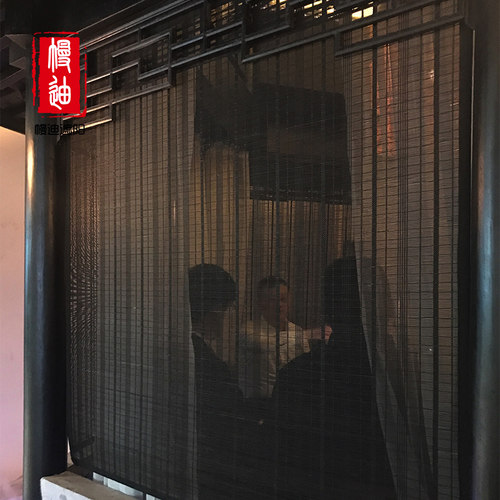 黑色细竹帘卷帘窗帘隔断餐饮连锁工装遮阳透景徽派名宿茶室中日式