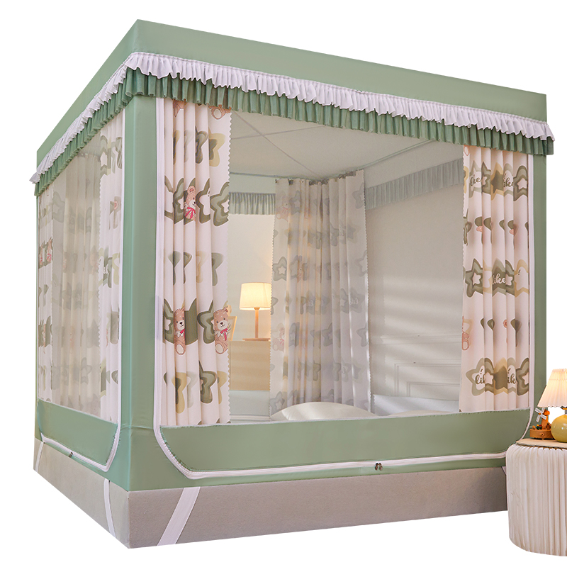 蚊帐家用2023新款遮光床帘一体式1.5*1.9m儿童防摔1米8大床回底款