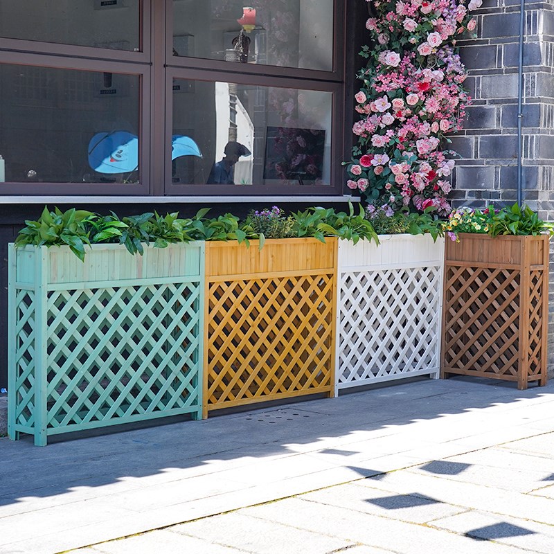 防腐实木花箱种植箱花架木栅栏餐厅隔断围栏花园屏风墙花盆架庭院