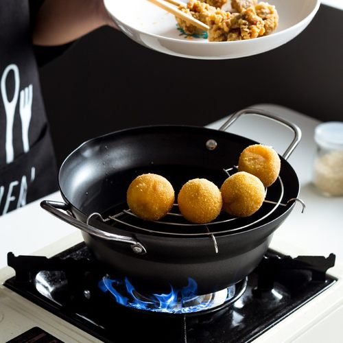 炸锅家用小省油不粘天妇罗油炸锅深日式炸油锅电磁炉小型迷你煮锅