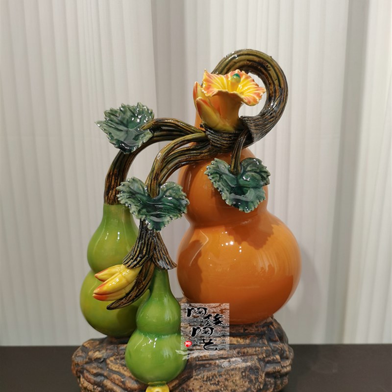 陶瓷工艺品 石湾公仔 小型葫S芦摆件 福临门