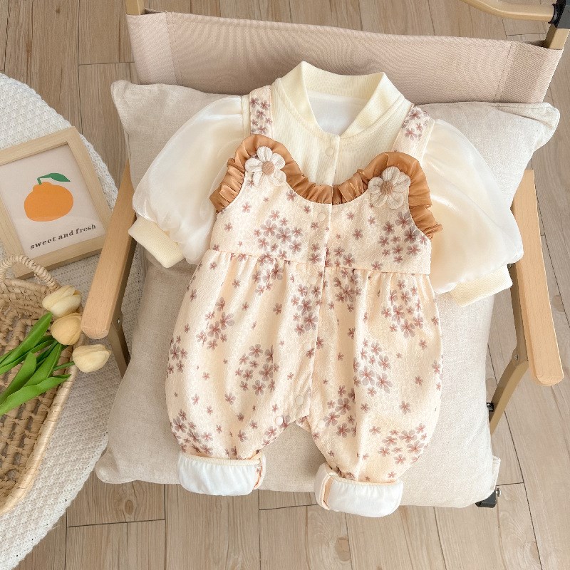 婴儿衣服春装连体衣新生儿女宝宝衣服满J月超萌外出哈衣爬服春秋