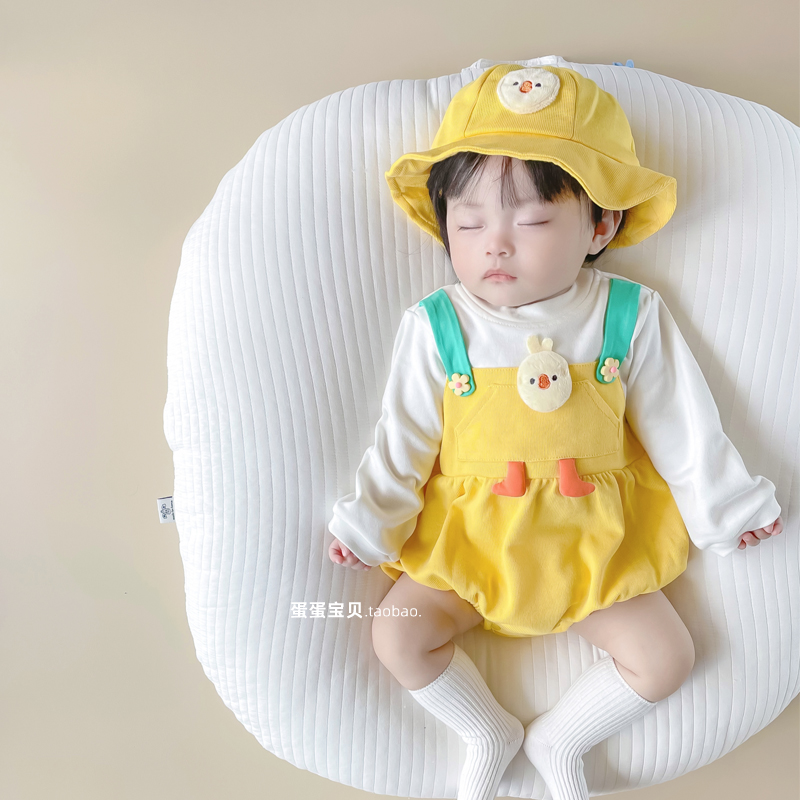 网红男女宝宝哈衣服秋p装婴儿连体包屁可爱超萌洋气春秋季两件套