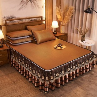 欧式 床罩席子2m 床裙藤席三件套可脱卸冰丝凉席可折叠空调软席夏季