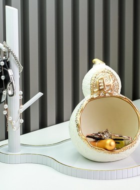 创意放钥匙收纳陶瓷摆件置物架现代轻奢玄关鞋柜入户进门口装饰品