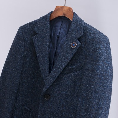 质感好物!呢大衣男中长款r2021年新款冬季加厚杂色呢子帅气风外套