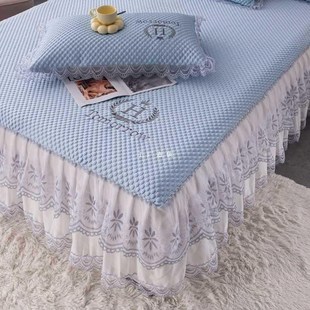 床裙款 床罩 冰丝凉感豆豆凉席三件套空调软席子可水洗机洗折叠夏季