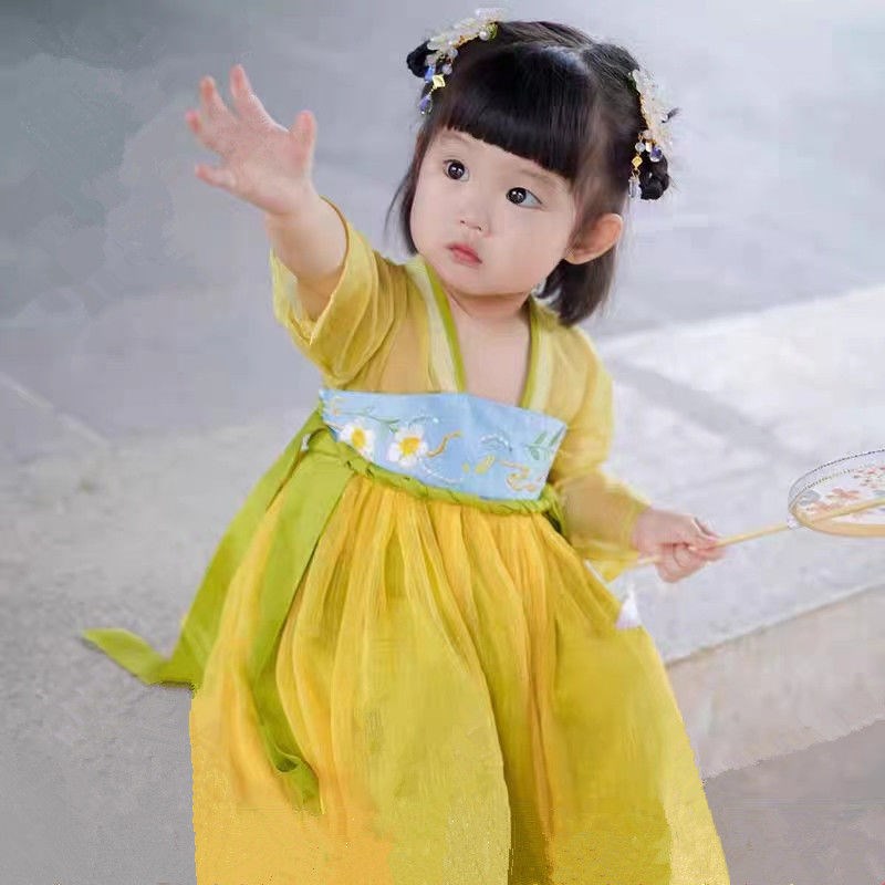 女童汉服夏款宝宝古装唐装连衣裙中国风春秋儿童古典舞演出服襦裙