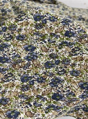 D317夏季绿色小碎花印花雪纺布头 柔软垂J坠透气连衣裙上衣diy面