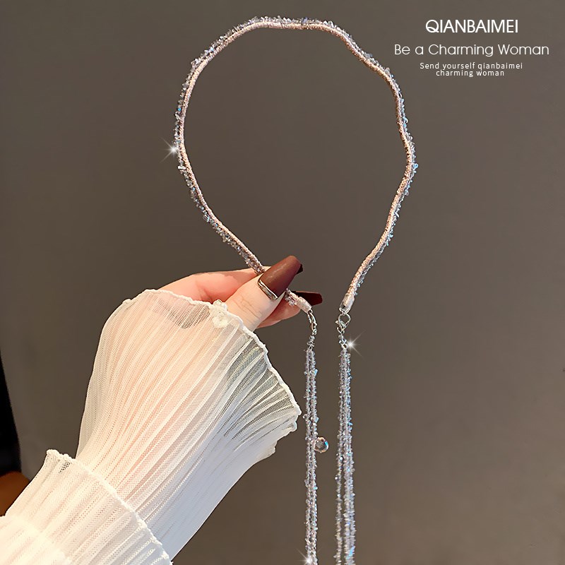 韩国超仙水晶流苏发箍女高级感网红细款头箍2024新款头饰压发卡子