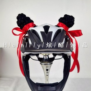 儿童平衡车轮滑雪成人摩托车电动头盔装饰品哪吒头饰造型