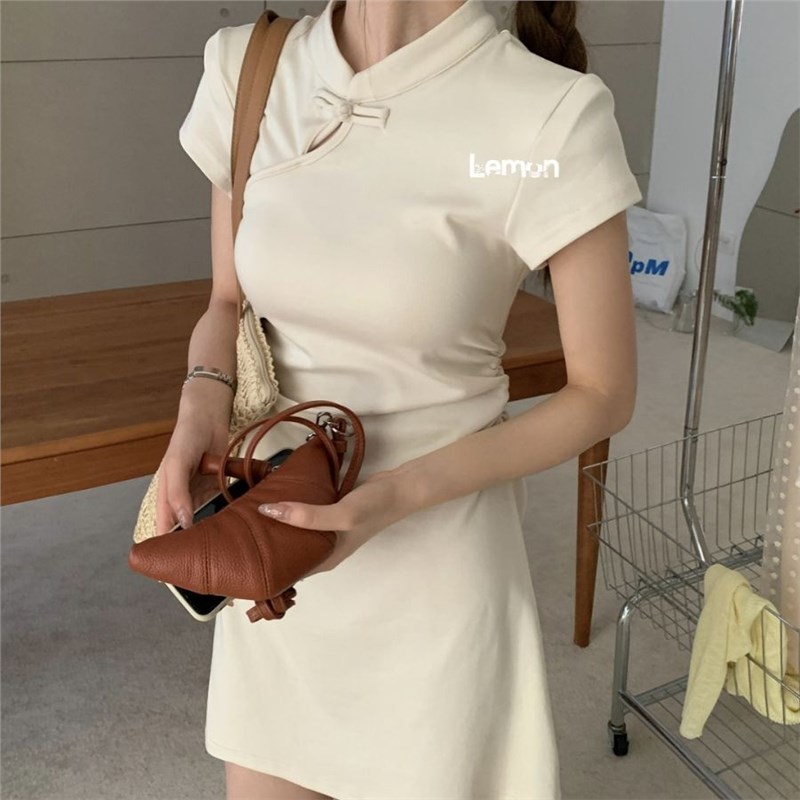 国风新款女夏季中式盘扣2025年改良旗袍气质收腰修身显瘦连衣裙子