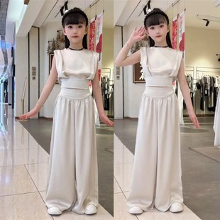 女童时尚街舞穿搭冰凉垂感出游夏装辣妹温柔港风微胖梨型身材套装