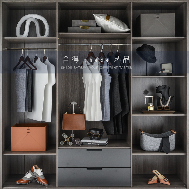 法式轻奢售楼部样板间全屋定制展厅衣柜毛毡道具衣服饰品组合169