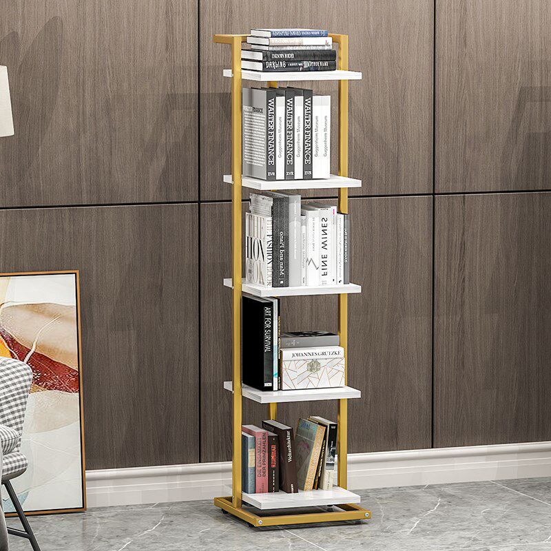 现代简约书架窄落地 客厅一字隔板置F物架 铁艺层架卧室创意小书