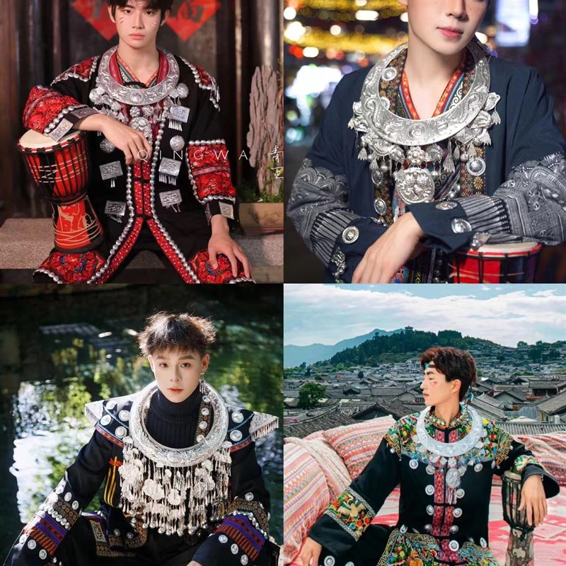 苗族情侣刺绣服装套装盛装男士服饰苗寨旅拍摄影写真舞台演出服