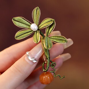 设计感小众秋冬大k衣胸针高档女手工缠花南瓜小别针毛衣胸花配饰