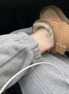 孕妇灰色运动裤春秋薄款宽松束脚2023新款小个子休V闲裤子加绒卫