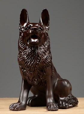 黑檀木雕狼狗实木摆件红木十二生肖狗公司品家居酒柜装饰摆设工艺