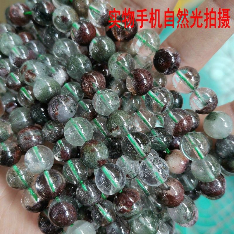 天然无优化绿幽灵圆珠鬼佬财幽灵聚宝盆散珠水晶珠子 diy串珠材料