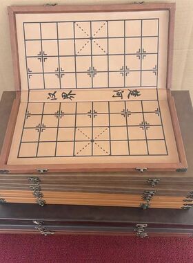 中国桦木象棋可折叠木制棋盘青少年老人便携益智实V木桉木收纳象