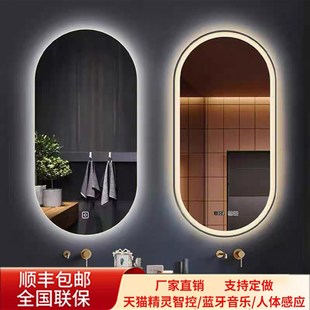椭圆形led化妆镜壁挂卫生间镜B智能镜浴室镜带灯梳妆台镜子挂墙式
