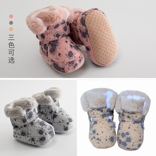 12个月初生3不掉鞋 婴儿棉鞋 1岁宝宝学步软底保暖加绒加厚6 冬季