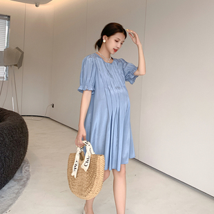 孕妇夏装连衣裙宽松大码小个子孕妇装夏款2023新款孕Y晚期夏季裙