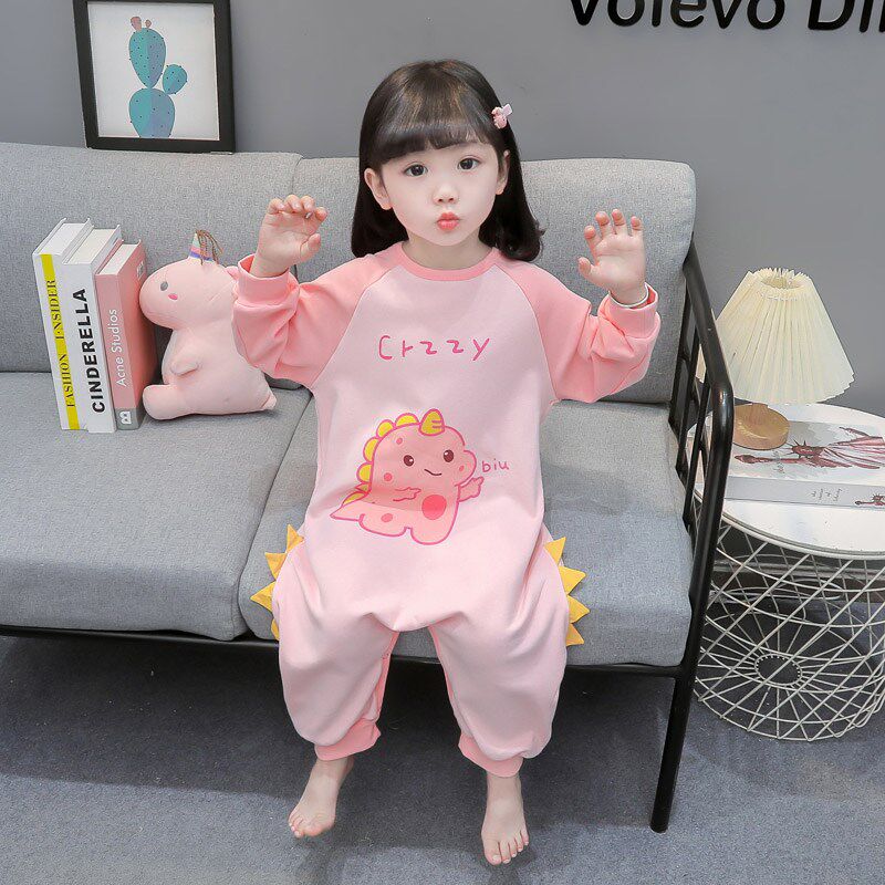 女童秋季卡通长袖连体睡衣女宝宝新款家居服儿童春秋款防着凉爬服