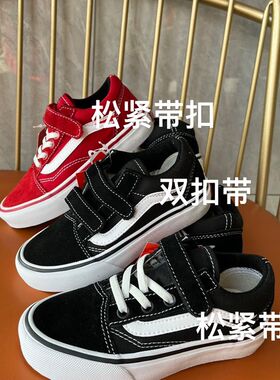 儿童帆布鞋滑板鞋真皮搭扣休闲鞋春秋男女童中小童低帮街舞板鞋