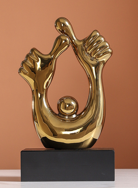 点赞手势摆件轻奢高档家居酒柜装饰品咖啡店样板间软装创意工艺品