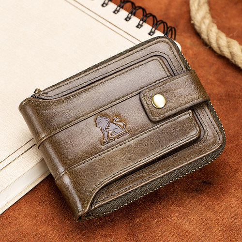 男钱包头层牛皮零钱包男士真皮短款钱夹时尚复古多功能驾驶证皮夹