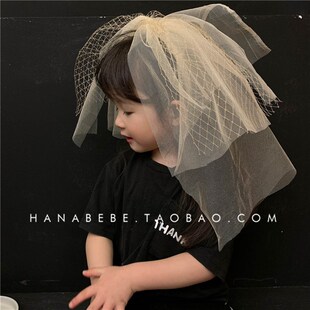 韩国儿童发饰超仙网纱头纱披肩发箍 生日周岁聚会凹造型