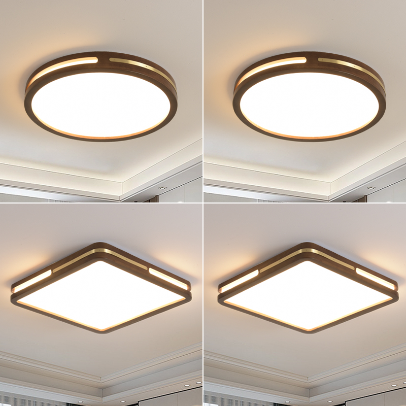 木艺吸顶灯卧室新中式简约现代书房主卧客厅灯2023年新款LED灯具