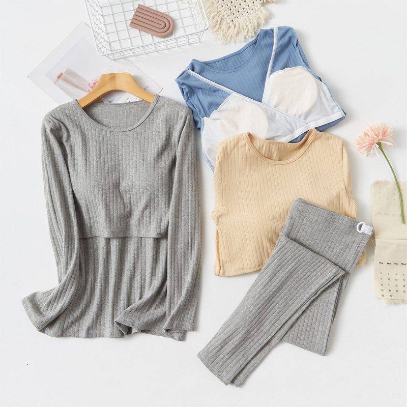 月子服秋冬产后纯棉秋衣s秋裤套装孕妇春秋产妇哺乳喂奶睡衣家居