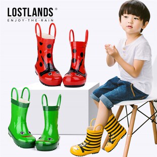 天然橡胶靴手工儿童雨鞋立体幼儿卡通男童女童雨靴防滑防水鞋宝宝