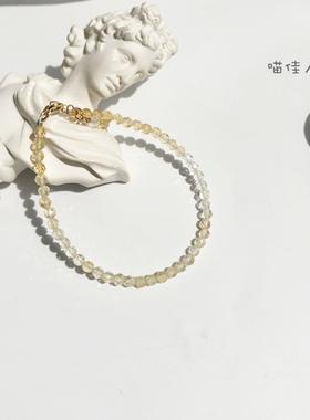 招财聚财 天然黄水晶渐变色手链女细小3mm切面脚链11月生辰石情侣